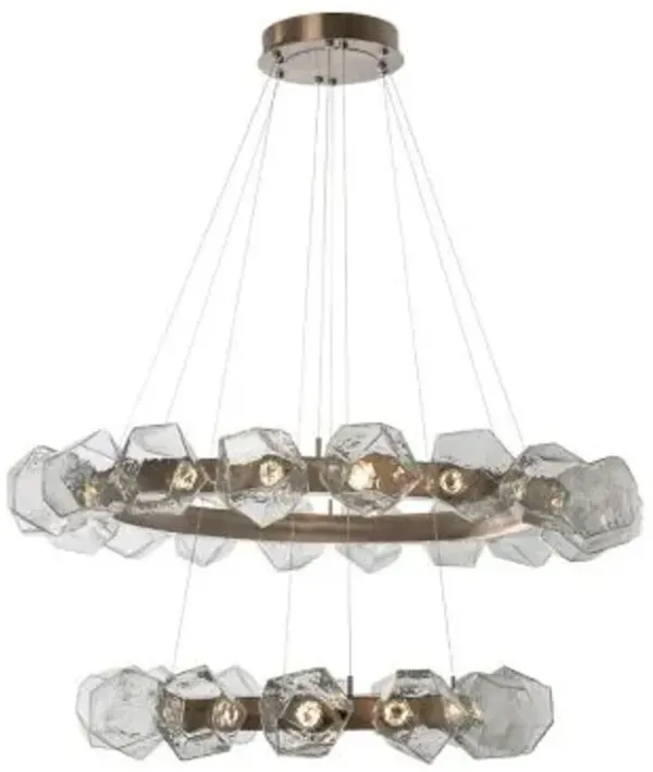 Gem Radial Ring Two-Tier LED Chandelier