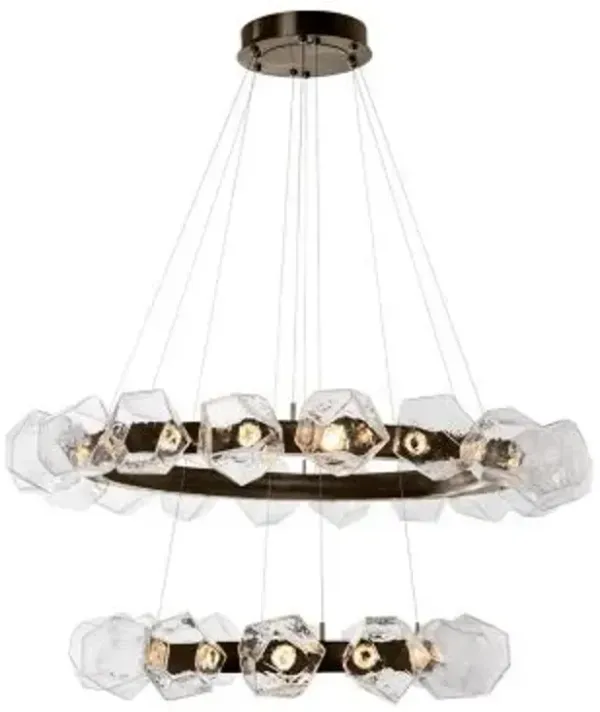 Gem Radial Ring Two-Tier LED Chandelier