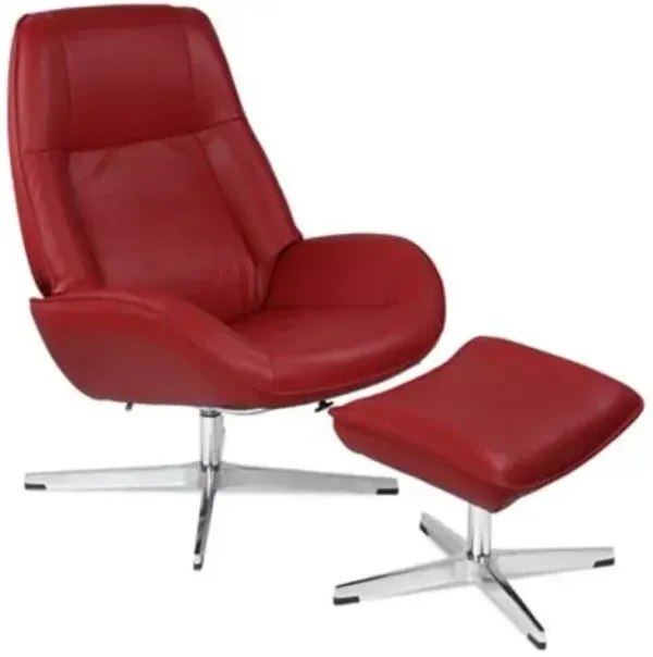 Roma Leather Recliner with Ottoman