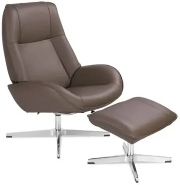 Roma Leather Recliner with Ottoman