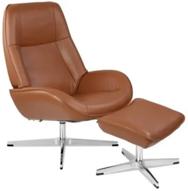 Roma Leather Recliner with Ottoman