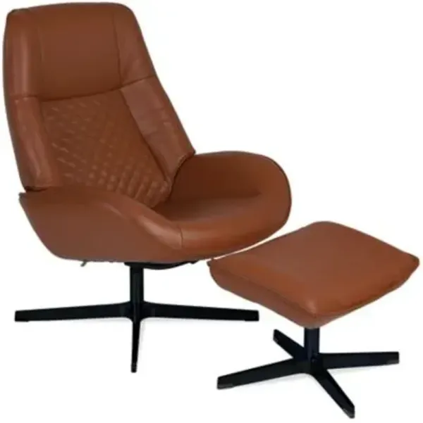 Bordeaux Leather Recliner with Ottoman