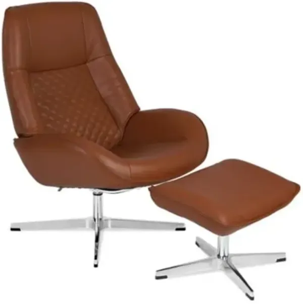 Bordeaux Leather Recliner with Ottoman