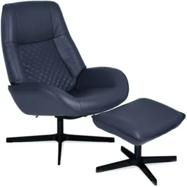 Bordeaux Leather Recliner with Ottoman