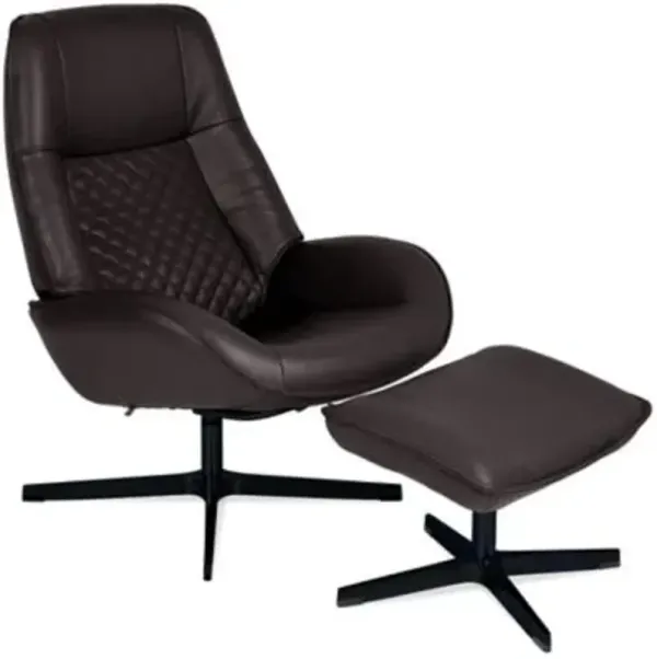 Bordeaux Leather Recliner with Ottoman