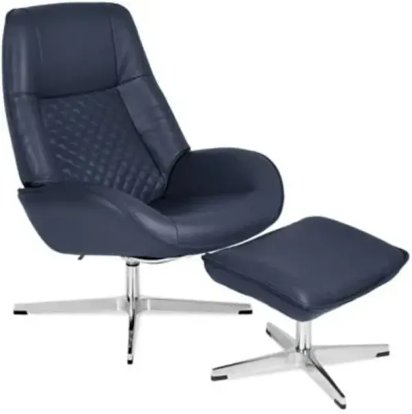 Bordeaux Leather Recliner with Ottoman