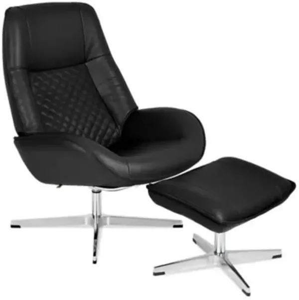 Bordeaux Leather Recliner with Ottoman