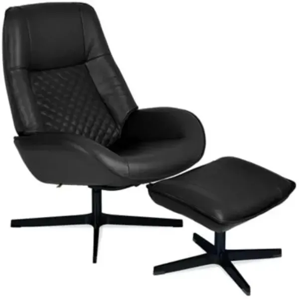 Bordeaux Leather Recliner with Ottoman