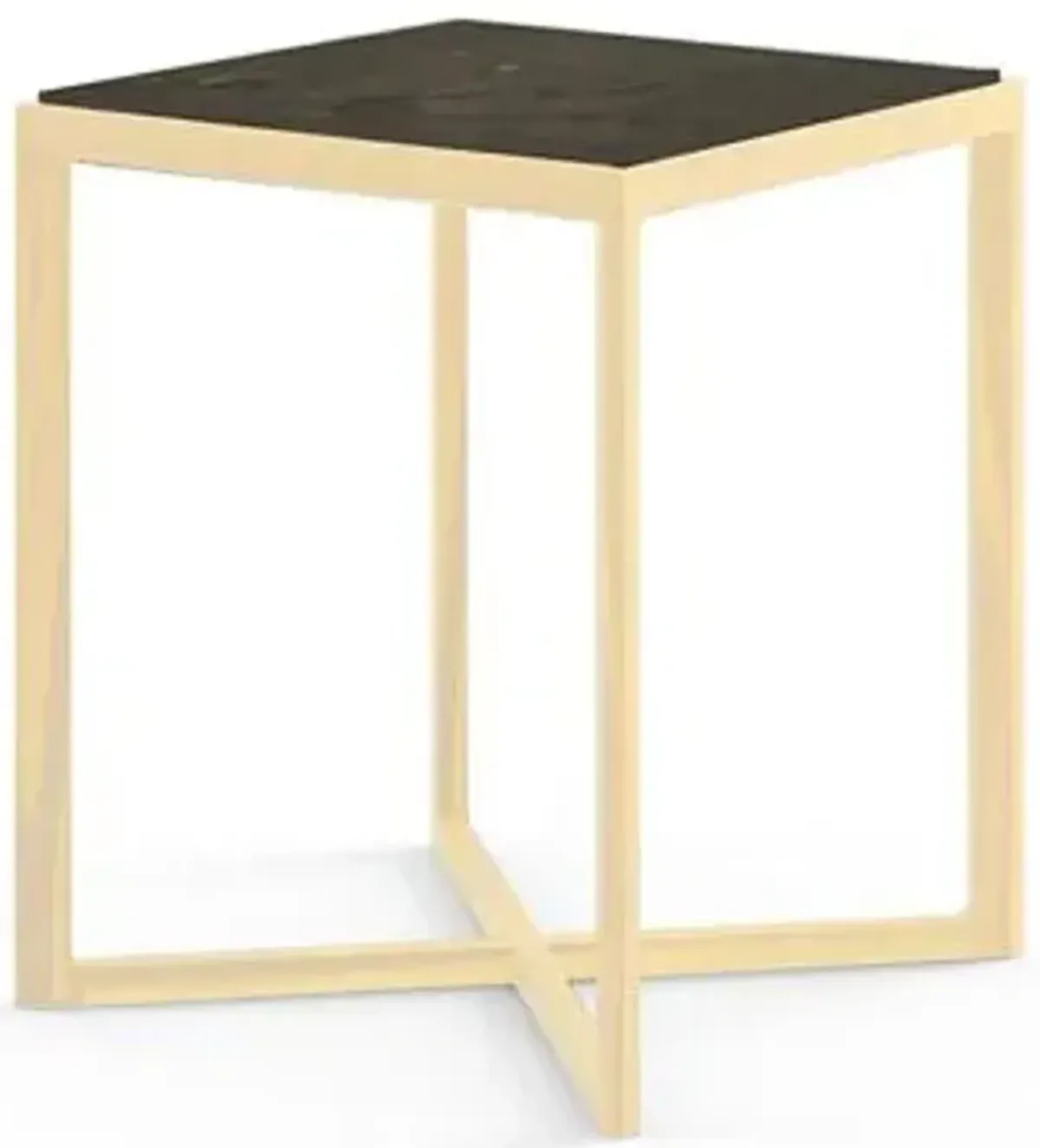 Krusin Square Tall Side Table with Marble Table Top