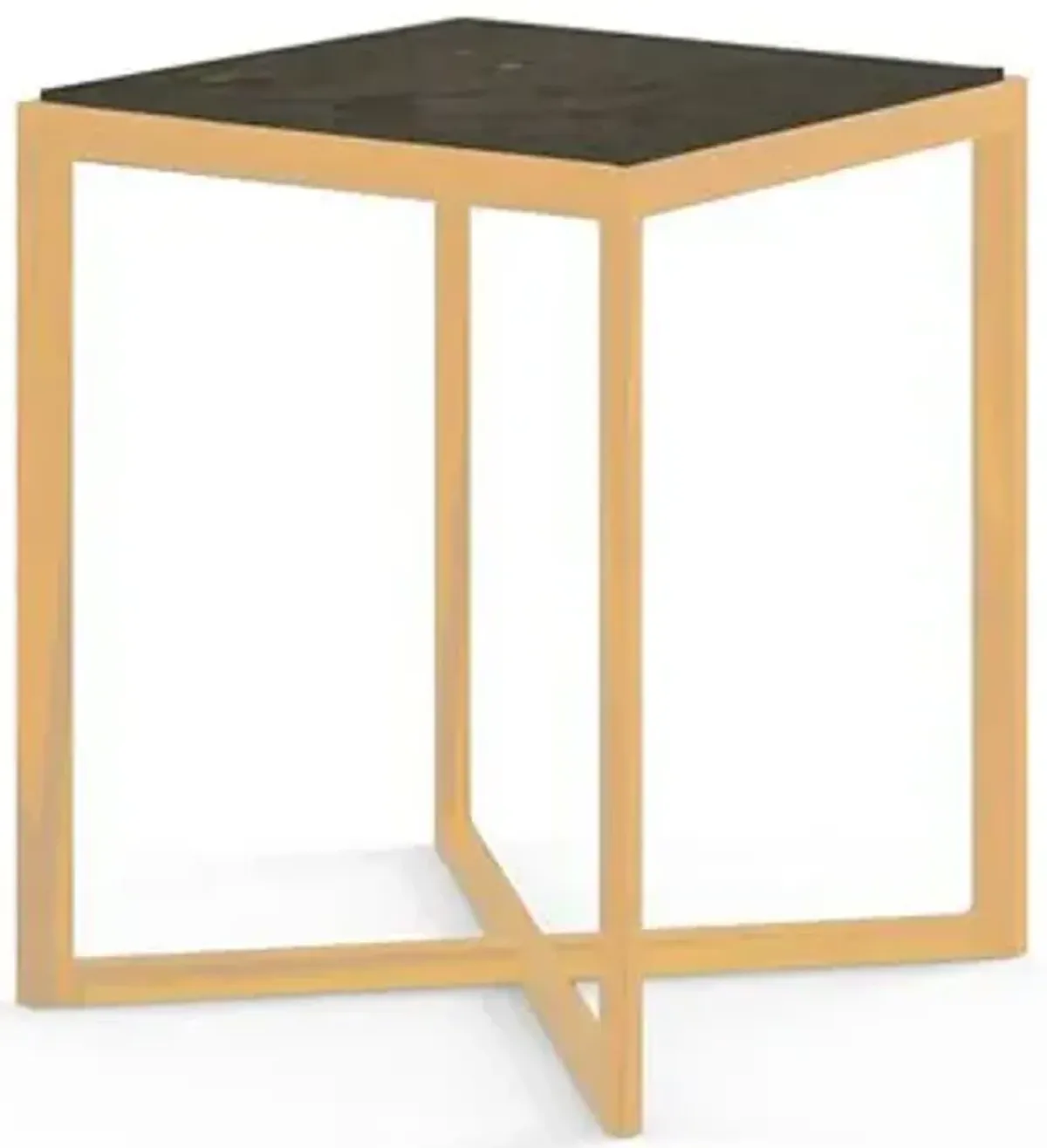 Krusin Square Tall Side Table with Marble Table Top