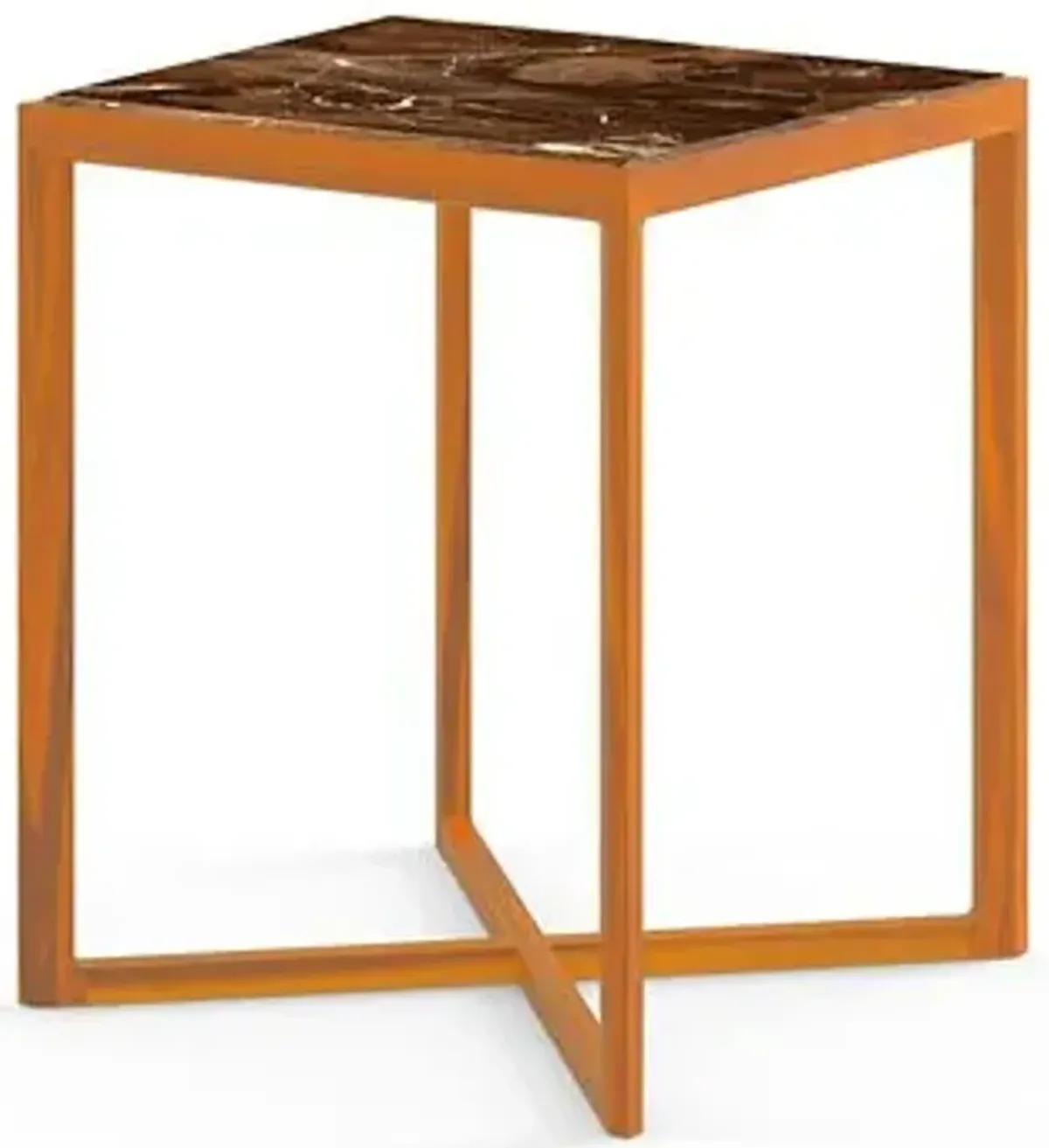 Krusin Square Tall Side Table with Marble Table Top