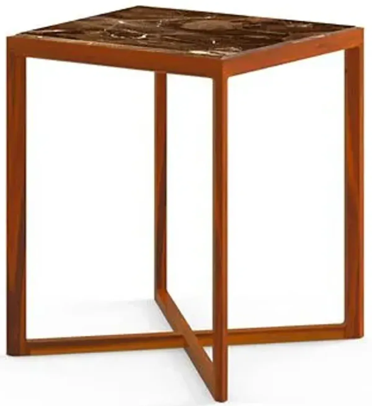Krusin Square Tall Side Table with Marble Table Top