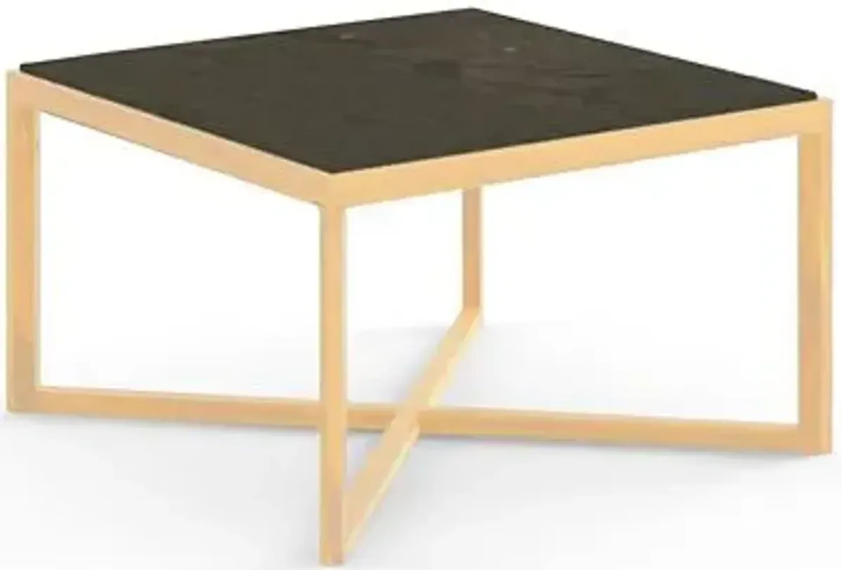 Krusin Square End Table with Marble Table Top