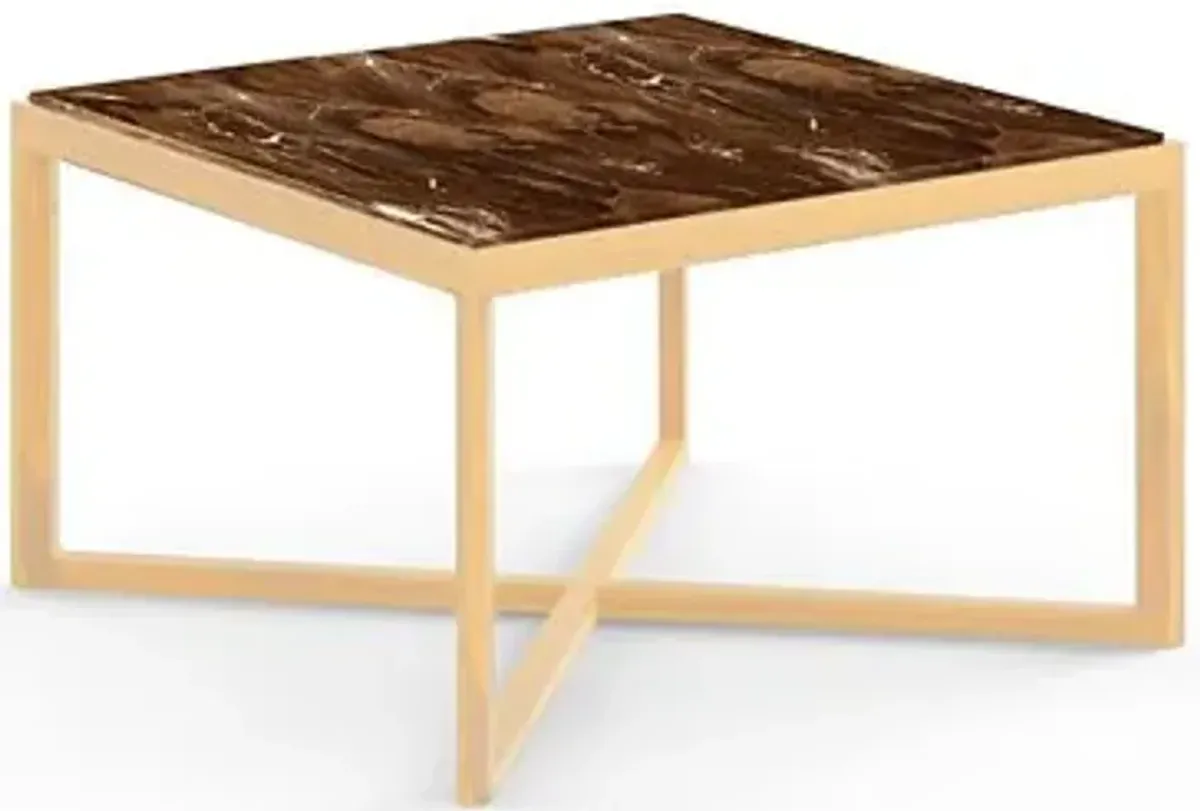 Krusin Square End Table with Marble Table Top