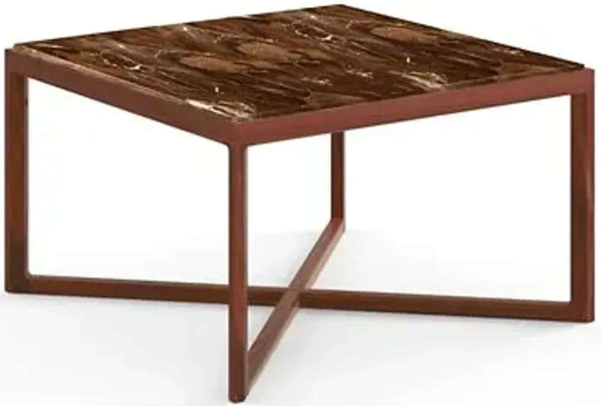Krusin Square End Table with Marble Table Top