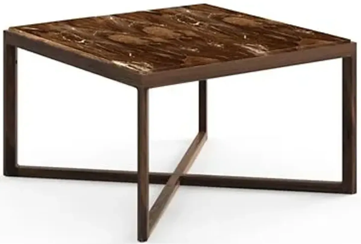 Krusin Square End Table with Marble Table Top