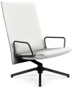 Sabrina Leather White / Black Loop Arm With Dark Grey Painted Base color