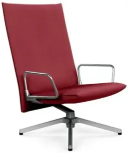 Ultrasuede Red / Chrome Loop Arm With Polished Aluminum Base color