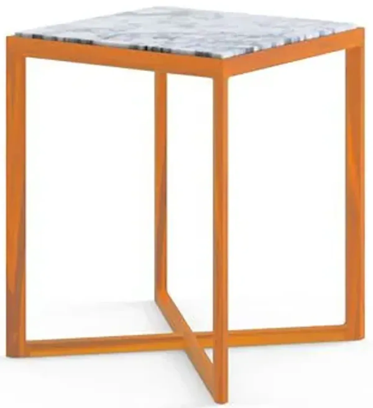 Krusin Square Tall Side Table with Marble Table Top