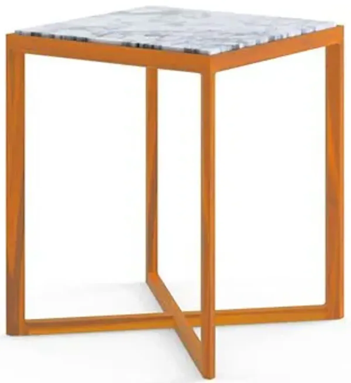 Krusin Square Tall Side Table with Marble Table Top