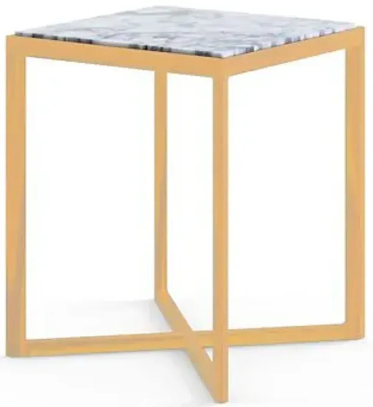 Krusin Square Tall Side Table with Marble Table Top
