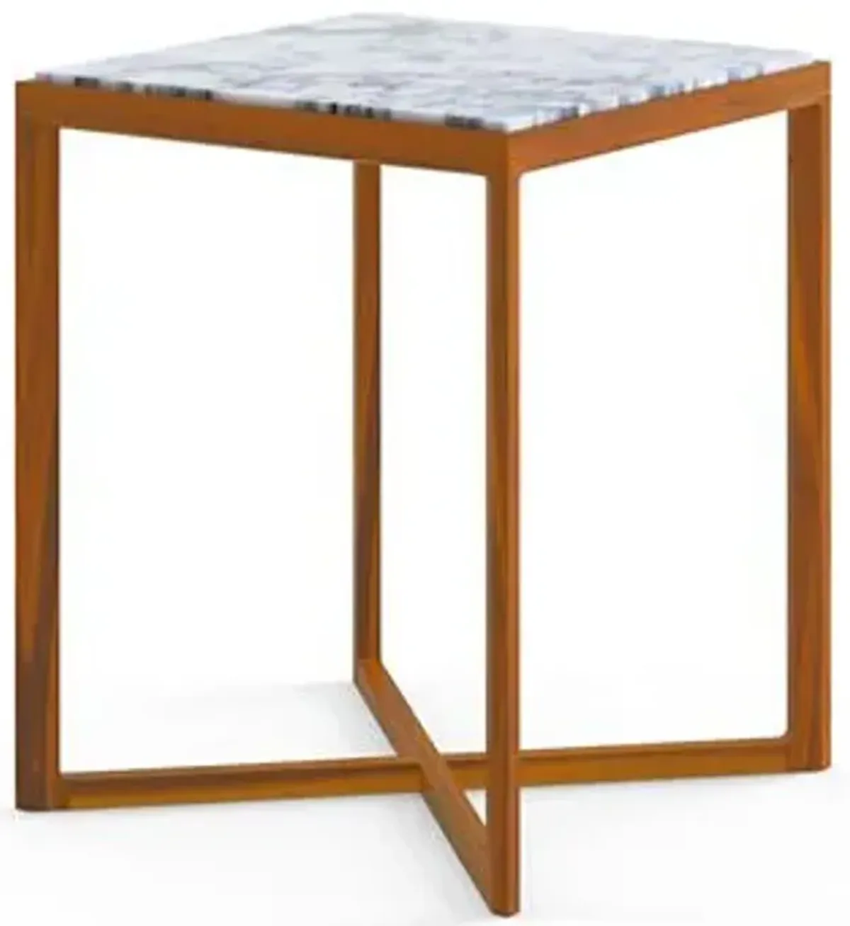 Krusin Square Tall Side Table with Marble Table Top