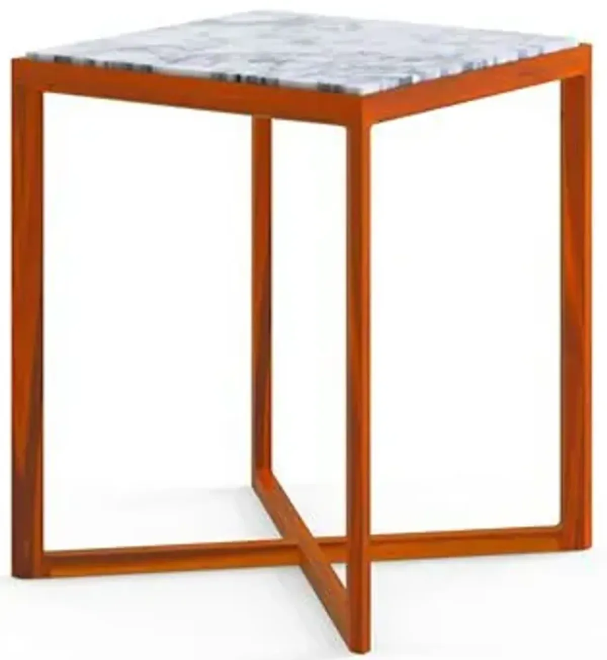 Krusin Square Tall Side Table with Marble Table Top