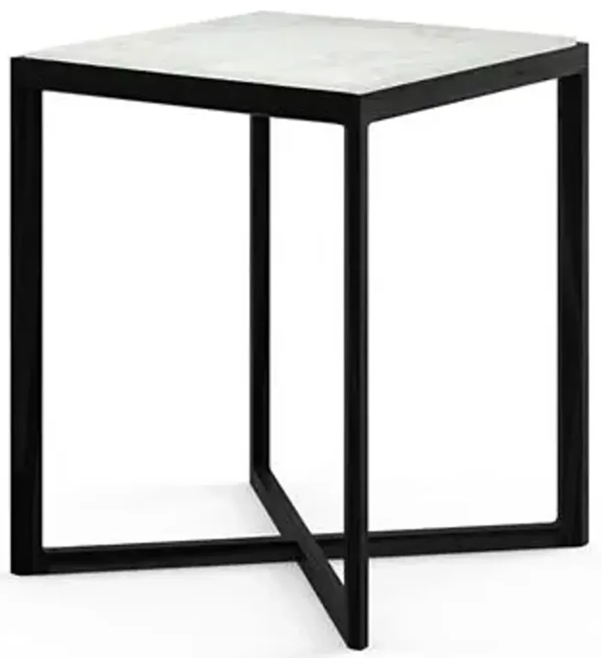 Krusin Square Tall Side Table with Marble Table Top