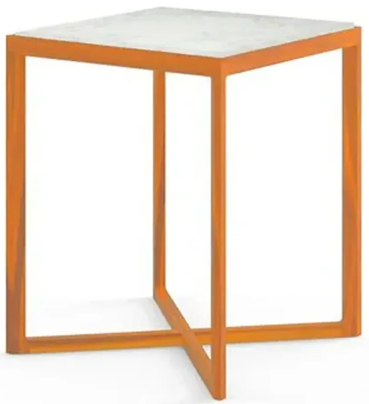 Krusin Square Tall Side Table with Marble Table Top