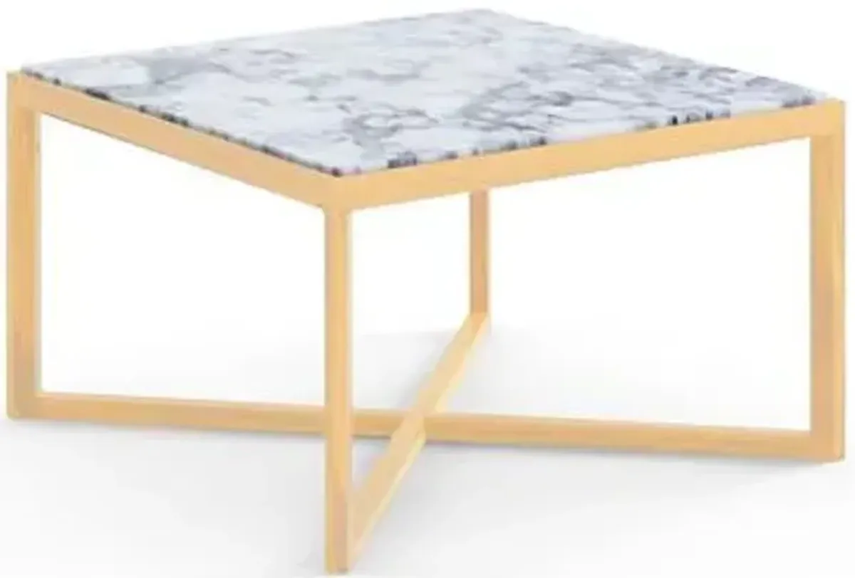 Krusin Square End Table with Marble Table Top