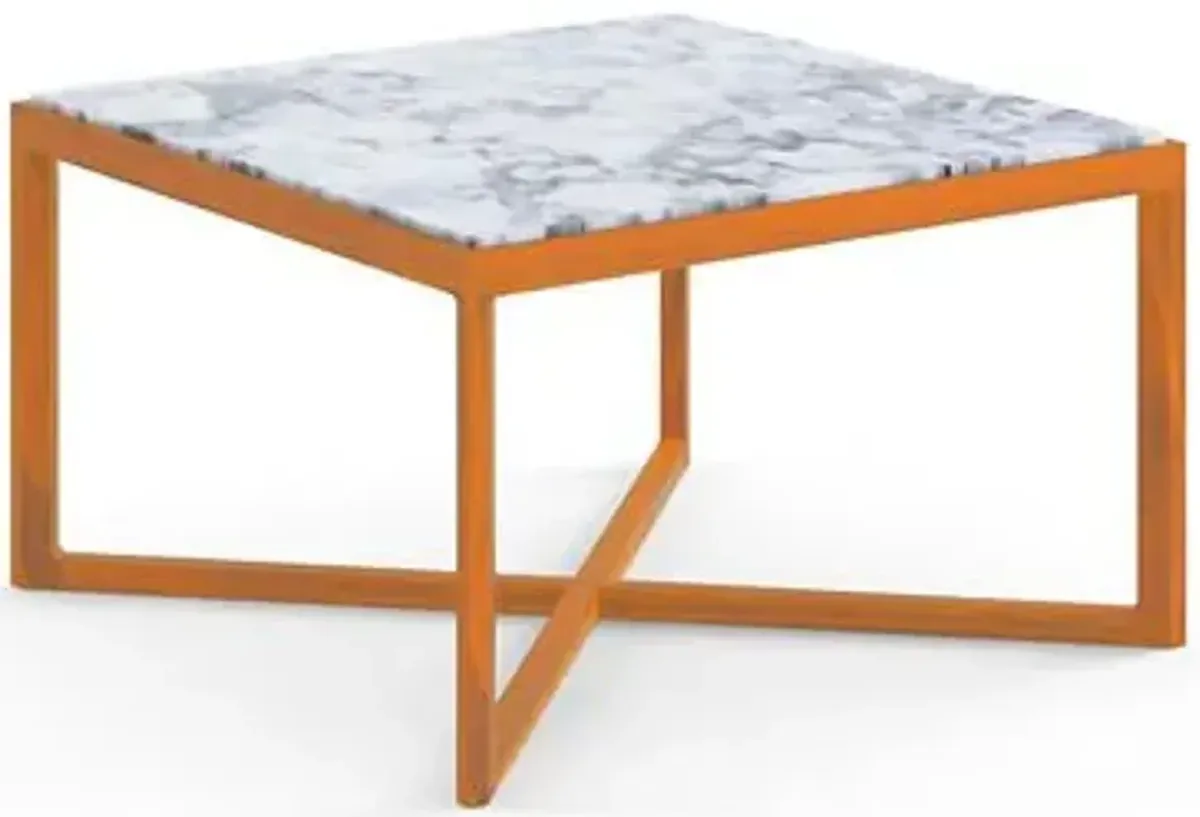 Krusin Square End Table with Marble Table Top