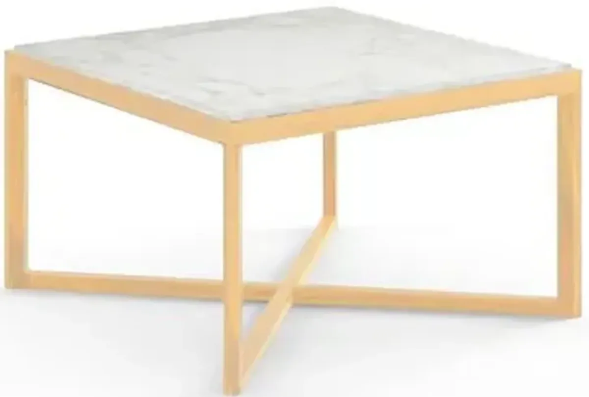 Krusin Square End Table with Marble Table Top