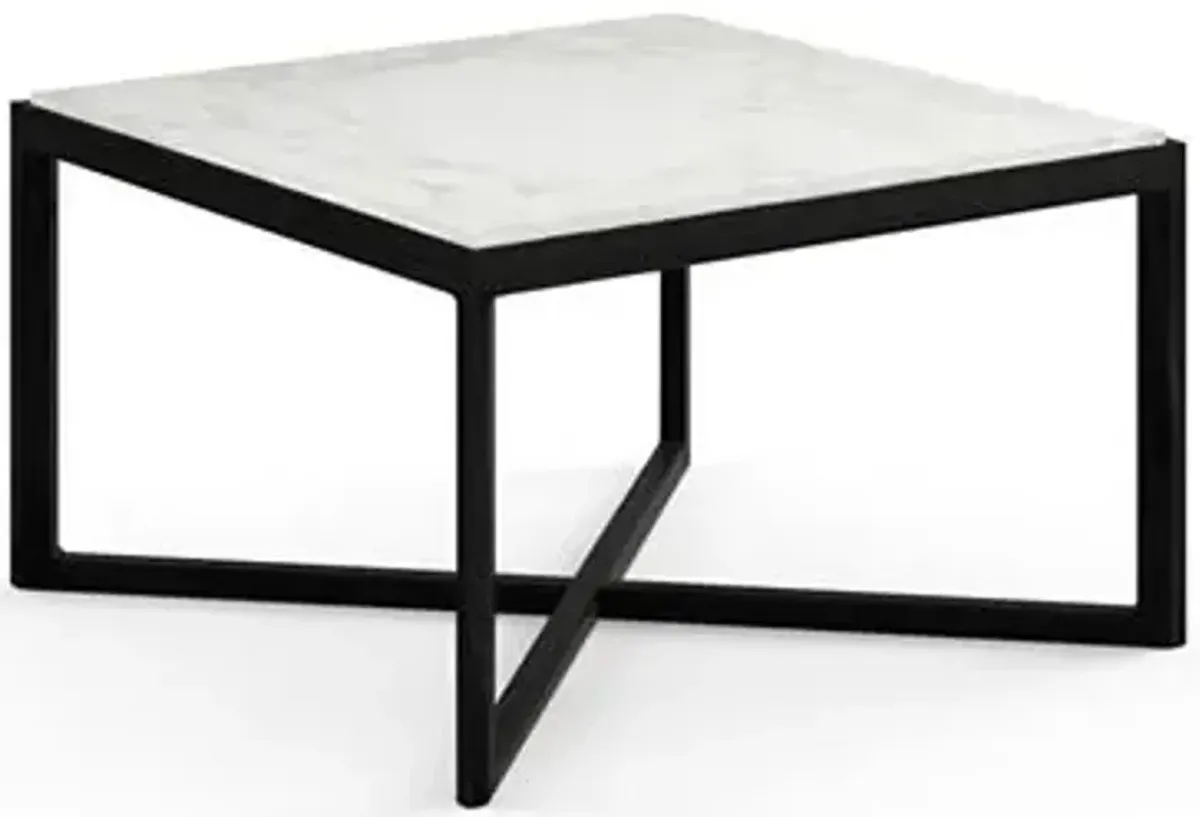 Krusin Square End Table with Marble Table Top