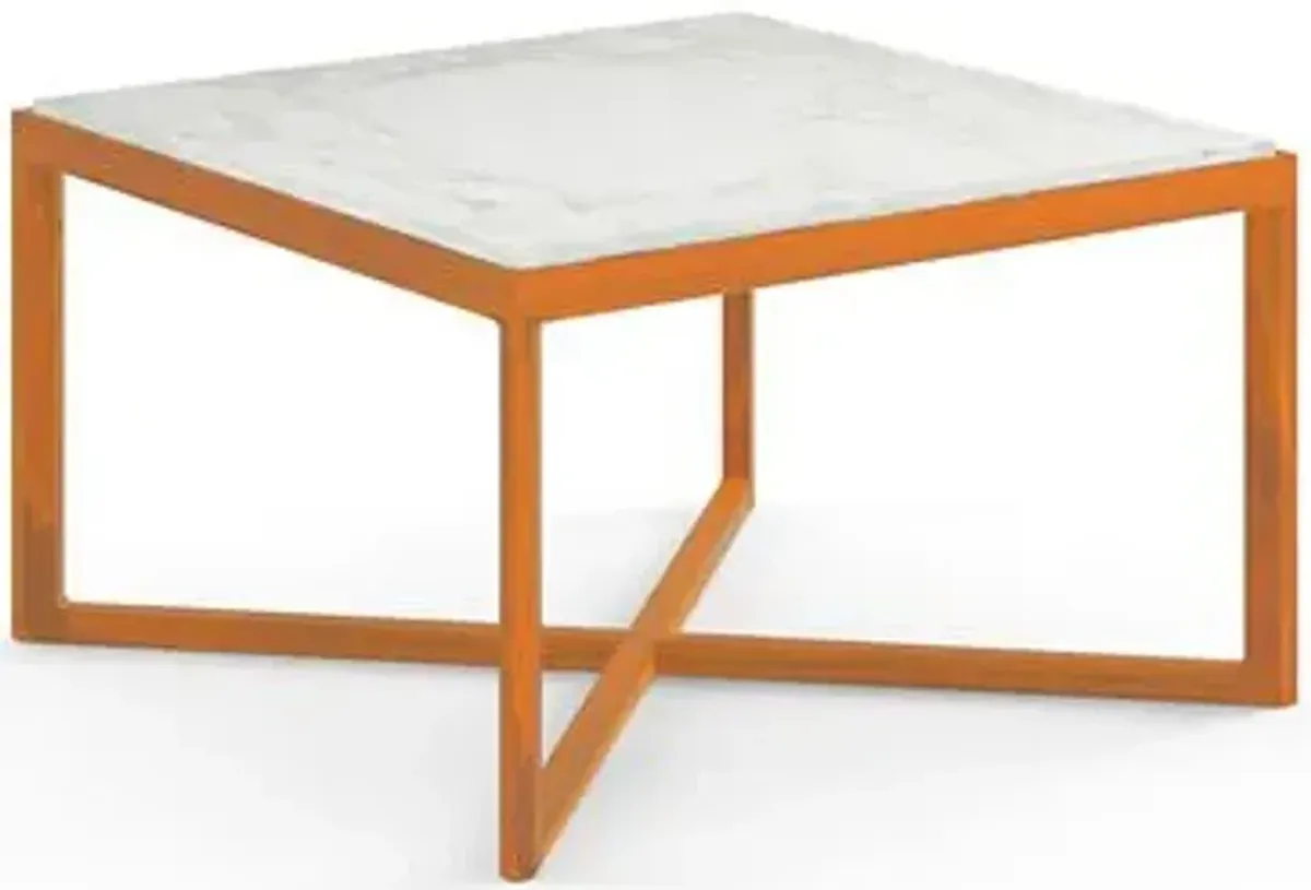 Krusin Square End Table with Marble Table Top