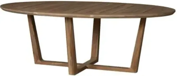Teak Oval Sled Base Outdoor Dining Table
