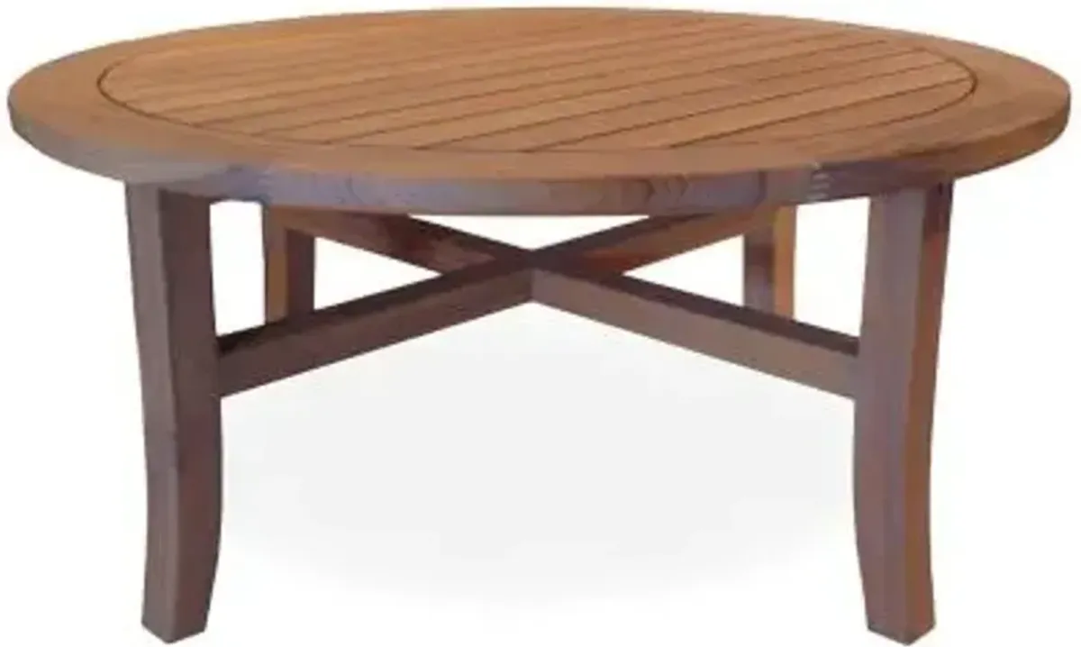 Teak Outdoor Round Tapered Leg Cocktail Table