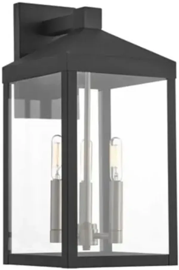 James 3 Light Clear Glass Outdoor Wall Sconce