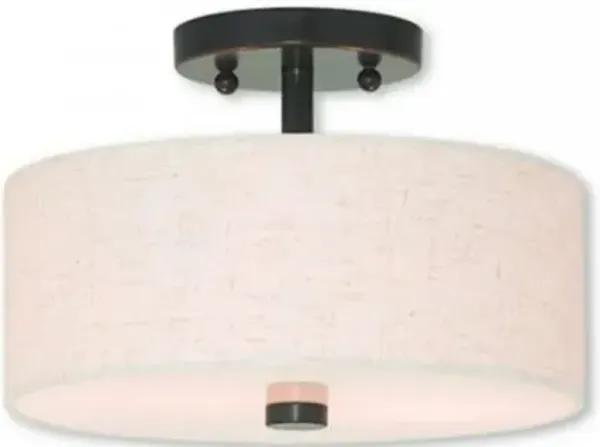 Maureen Single Fabric Drum Semi-Flushmount