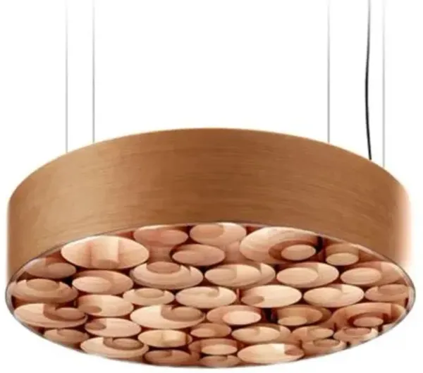 Spiro Solid Wood LED Drum Pendant