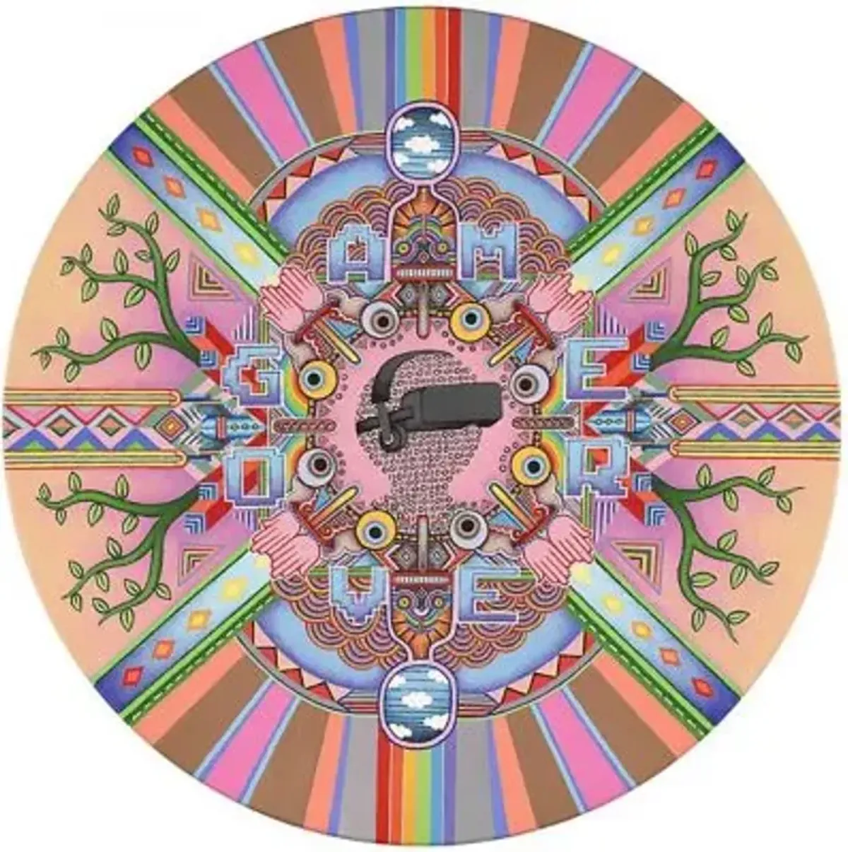 Game Over Round Area Rug