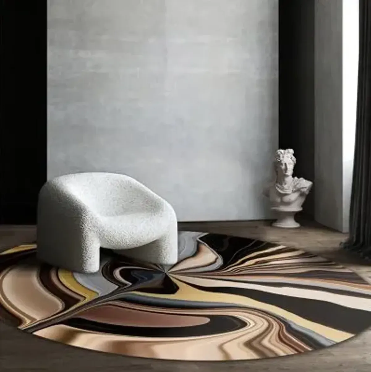 Liquid Layers Round Area Rug