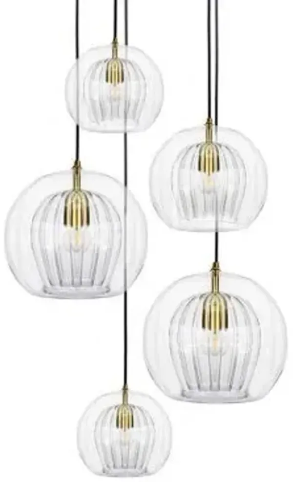 Pleated Crystal Multi-Light Pendant