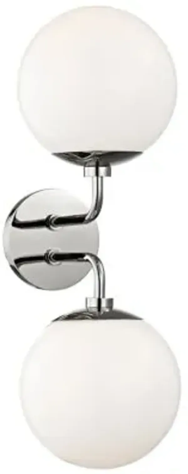 Stella 2-Light Wall Sconce - Opal Glossy Glass