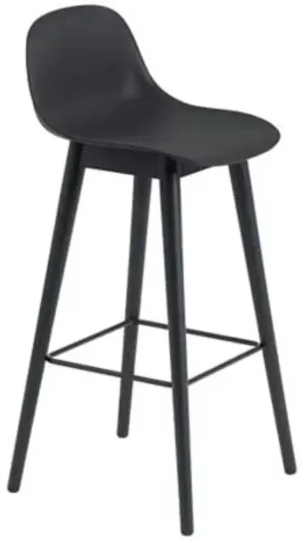 Fiber Stool Wood Base with Backrest