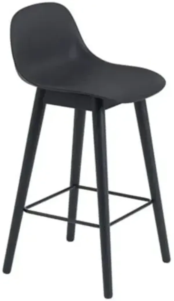 Fiber Stool Wood Base with Backrest