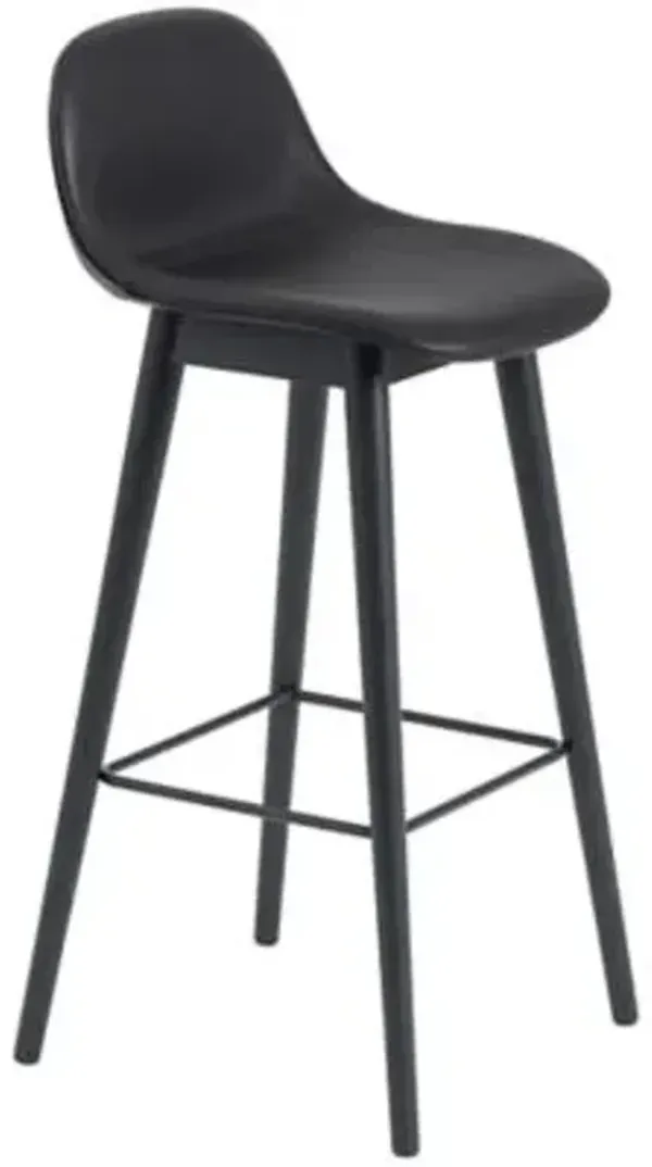 Fiber Stool Wood Base with Backrest
