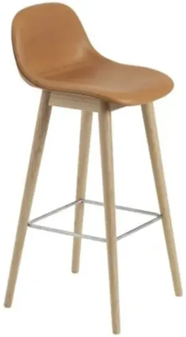Fiber Stool Wood Base with Backrest
