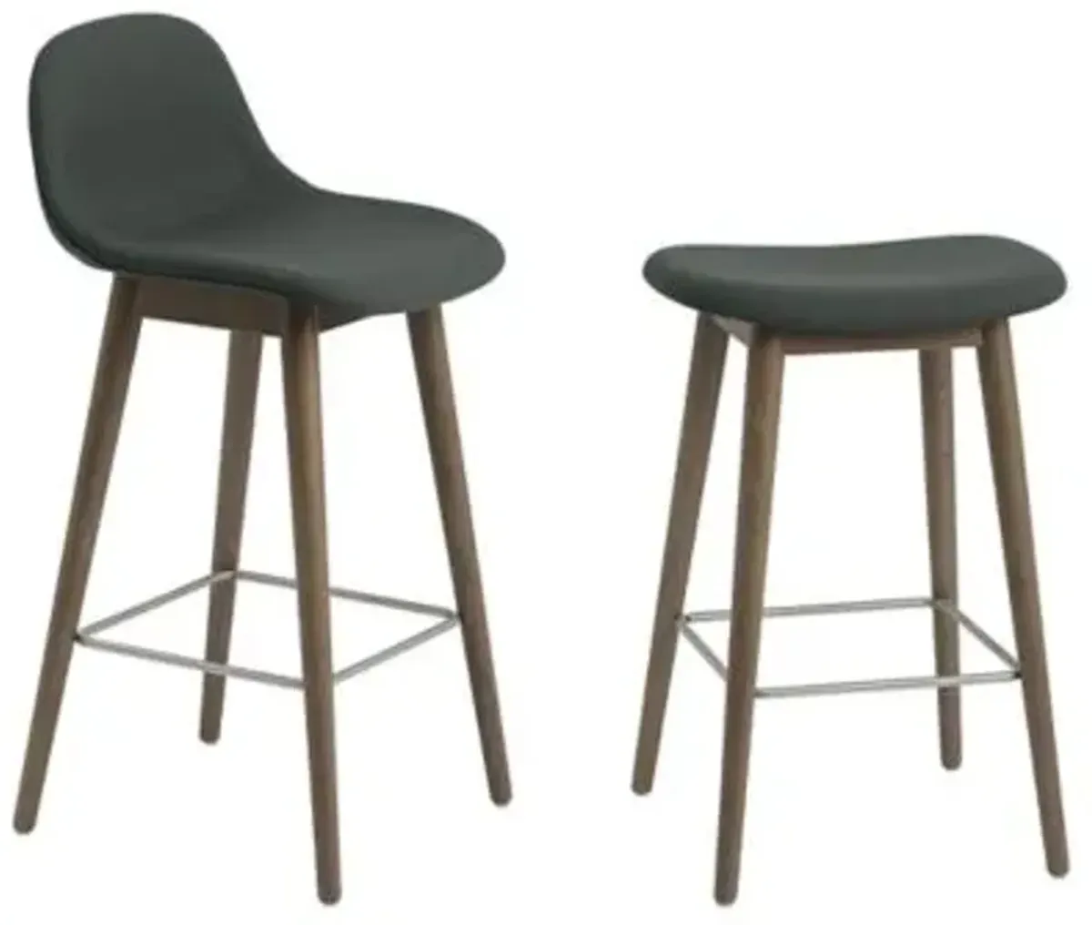 Fiber Stool Wood Base with Backrest