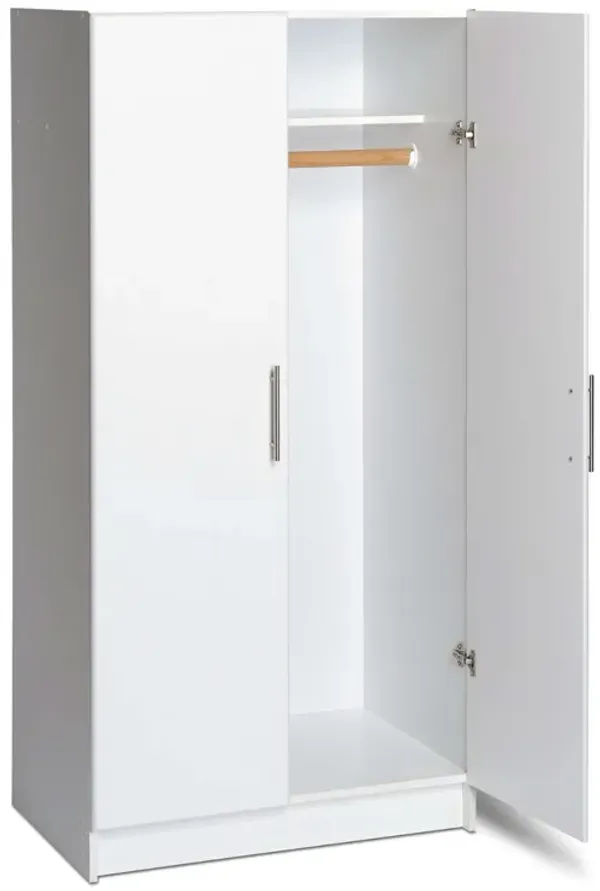 Freestanding Wardrobe Closet with Double Doors, Hanging Bar & Shelf