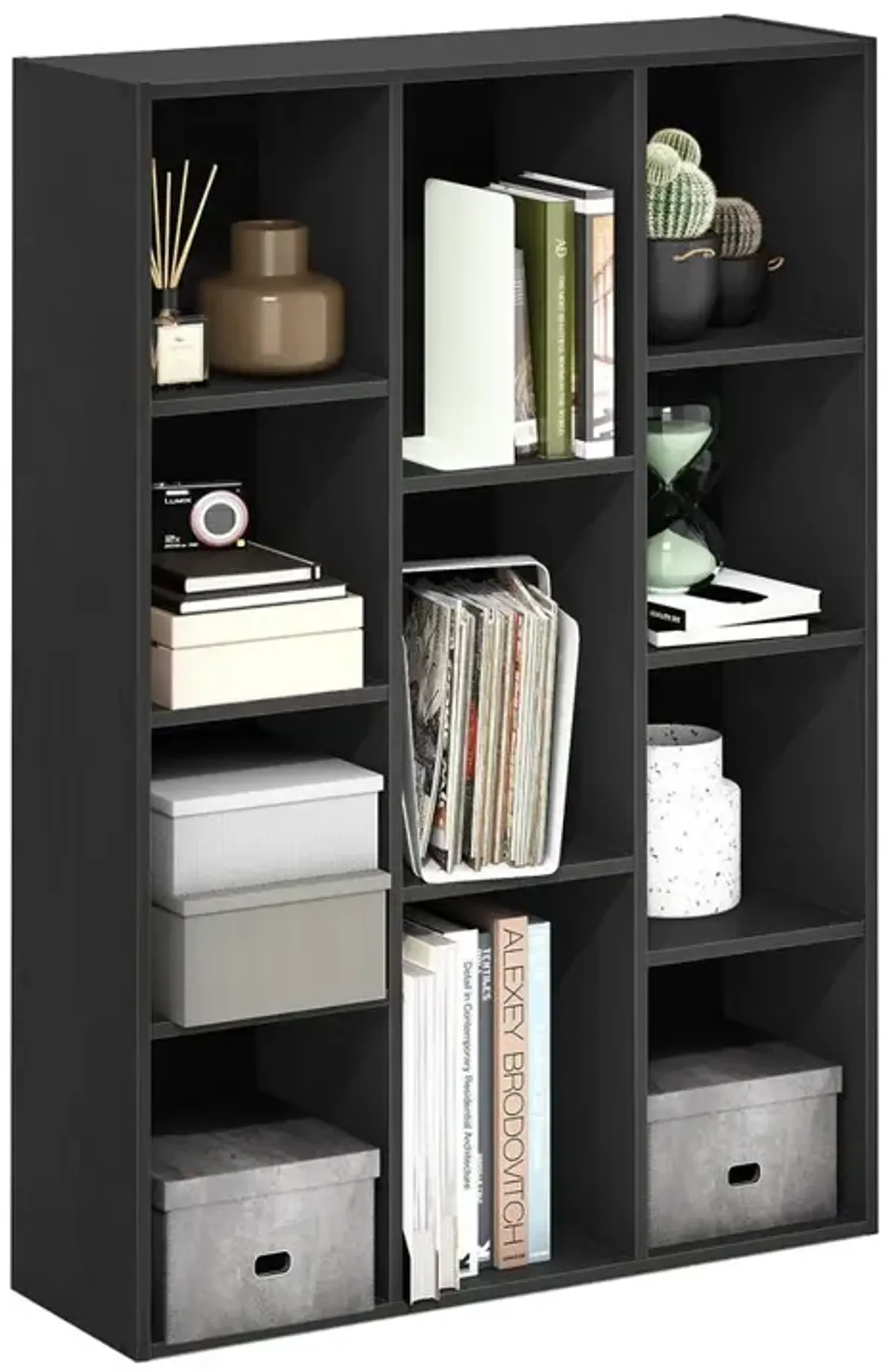 Furinno Luder 11-Cube Reversible Open Shelf Bookcase, Blackwood